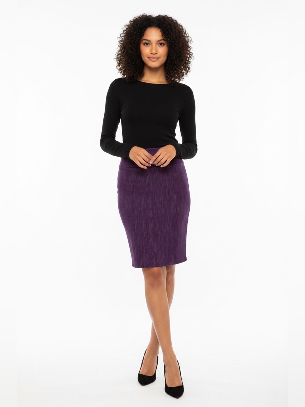 LuLaRoe Cassie Pencil Skirt • Purple Heather - Picture 2 of 6